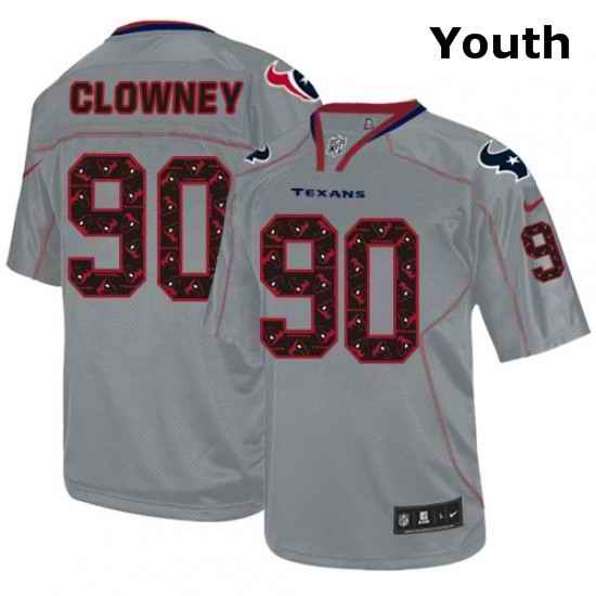 Youth Nike Houston Texans 90 Jadeveon Clowney Elite New Lights Out Grey NFL Jersey